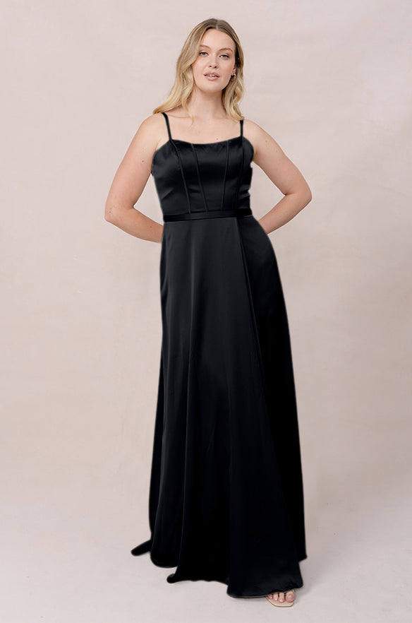 Nova Satin Dress | Made To Order Black Nova Satin Dress | Made To Order Black