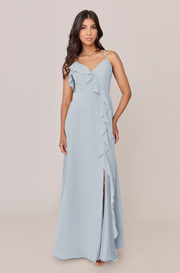 pale blue chiffon dress Paloma knit wrap in a 06032026 Size:XL (Bust 114 cm) Black Atlantis Drape Maxi