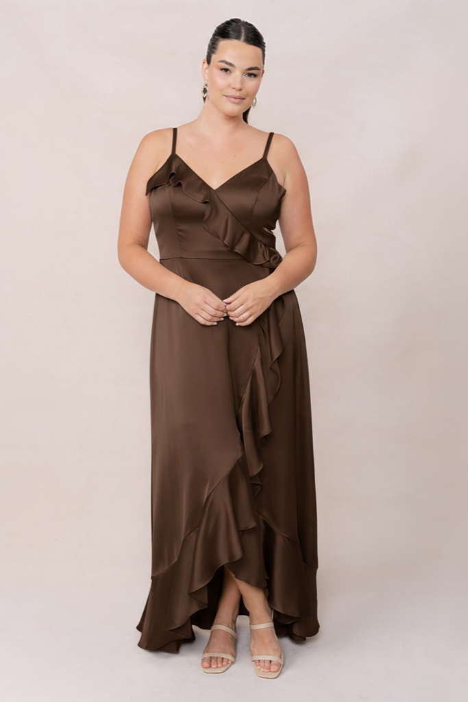 Paloma Satin Dress | Made To Order Espresso Paloma Satin Dress | Made To Order Espresso