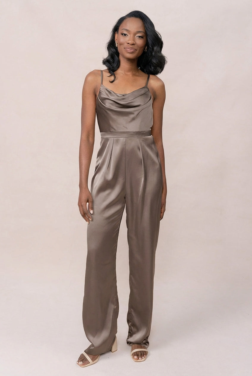 satin jumpsuit dress Sage Bridesmaid Dress Matte Satin Size 3X