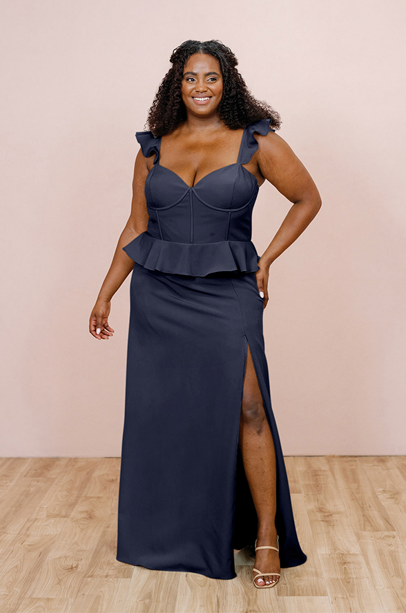 Navy blue crepe sales dress