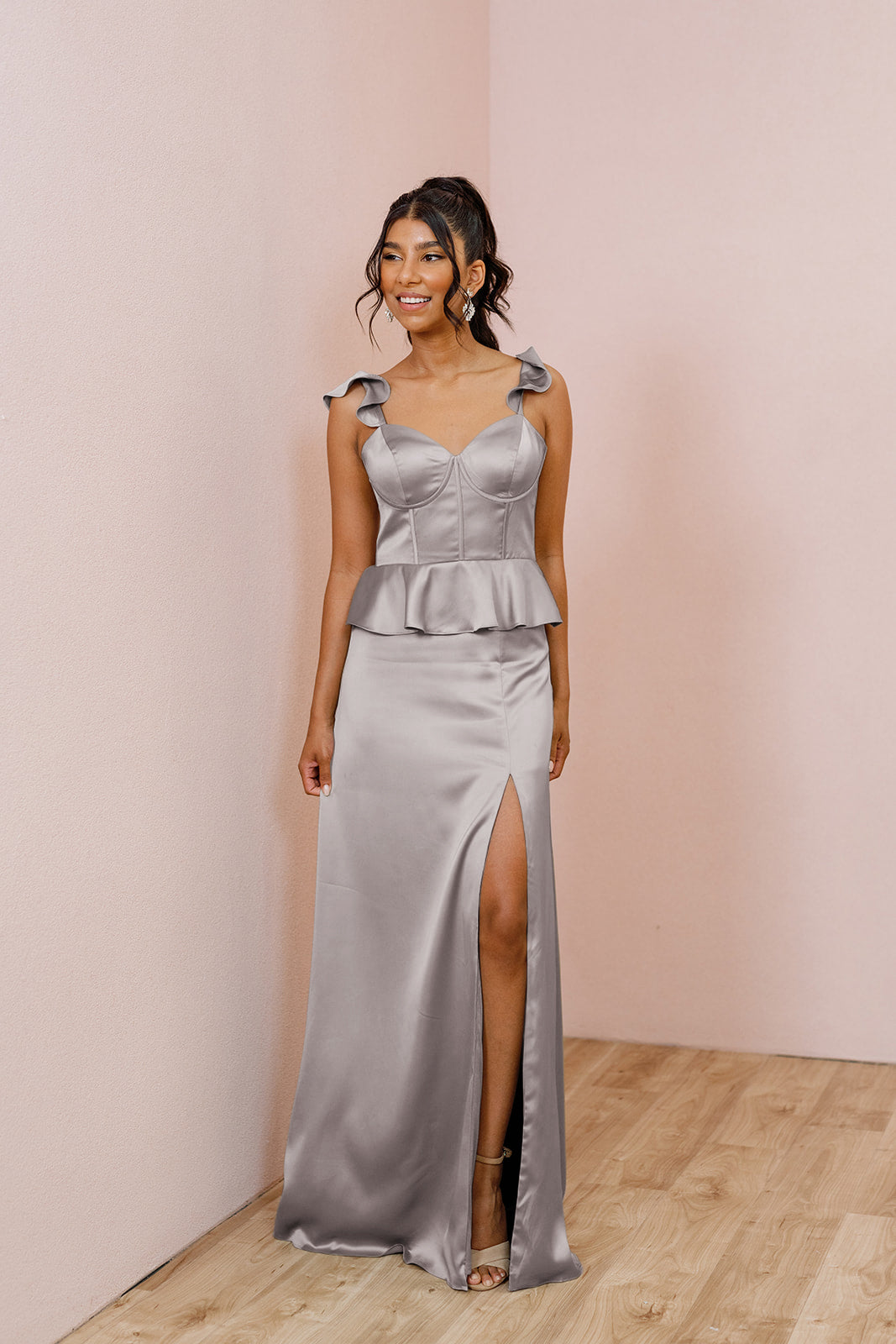 Buy Grey Double Slit Dress, Grey Silk Dress, Floor Length Maxi Dress, Double  Side Slit Maxi Dress, Cut Out Maxi Dress, Grey Slip Long Dress Online in  India 