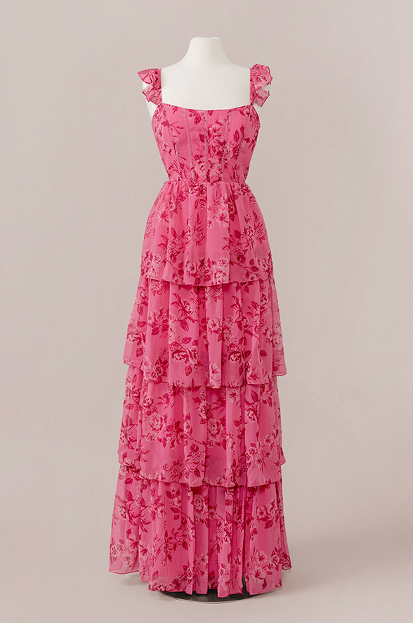 white christmas dresses Sheer Silk Chiffon Gold Lamé Floral Poppy Print Dress – Recess main image 0