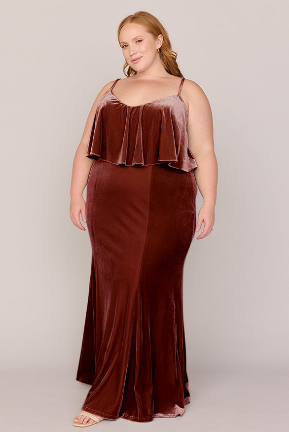 Riley Convertible Velvet Dress | Made To Order Terracotta Riley Convertible Velvet Dress | Made To Order Terracotta