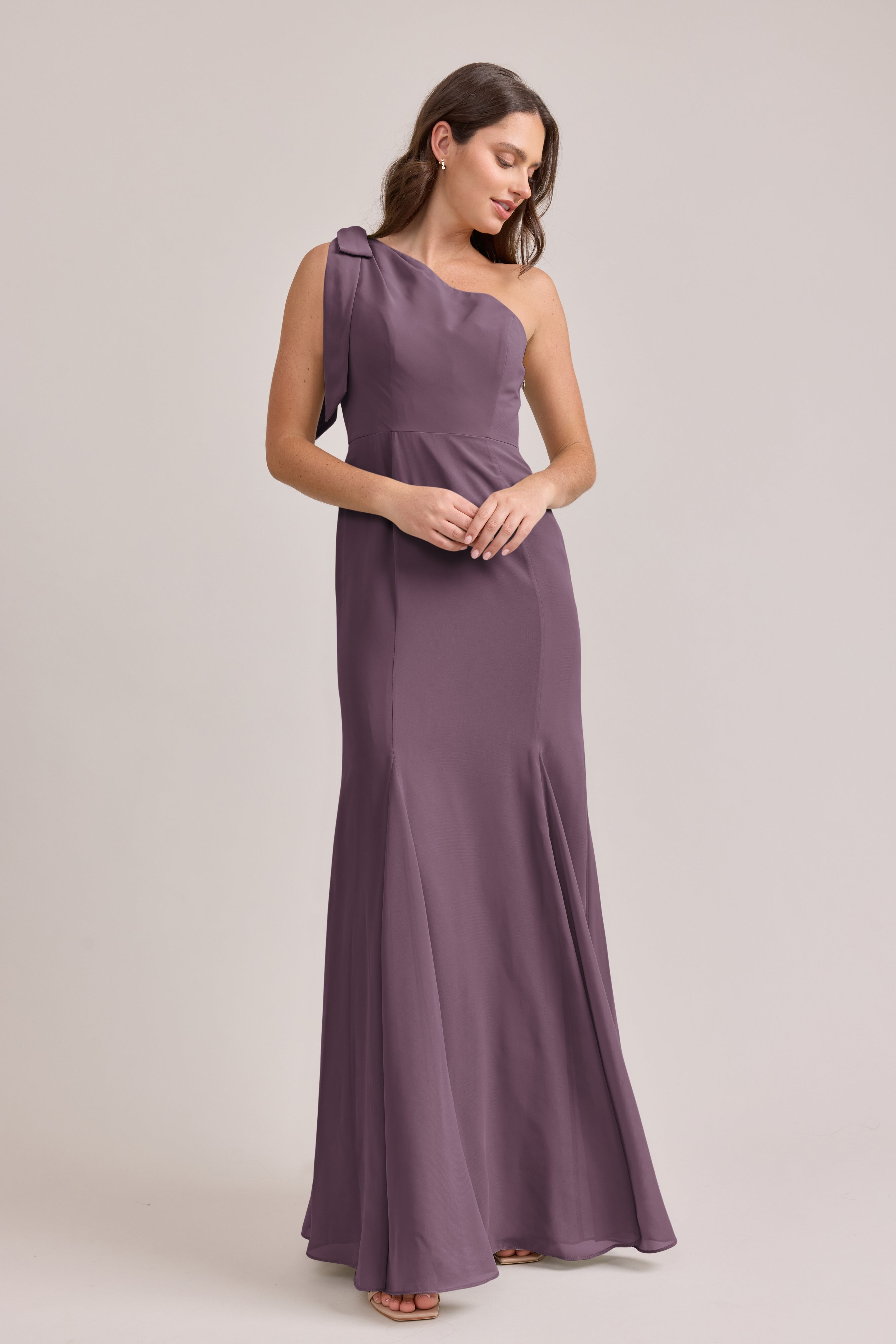 fitted lace wedding dress Lace V Back Chiffon Wholesale Bridesmaid Dresses main image 1