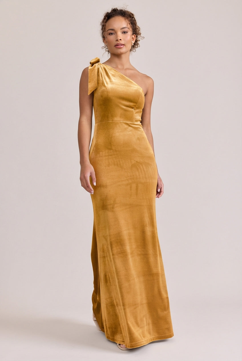 velvet mustard yellow dress Rowan Velvet Dress