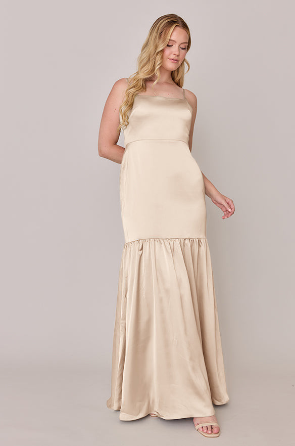 Sample Gold Champagne Astrid Satin Dress Sample Gold Champagne Astrid Satin Dress