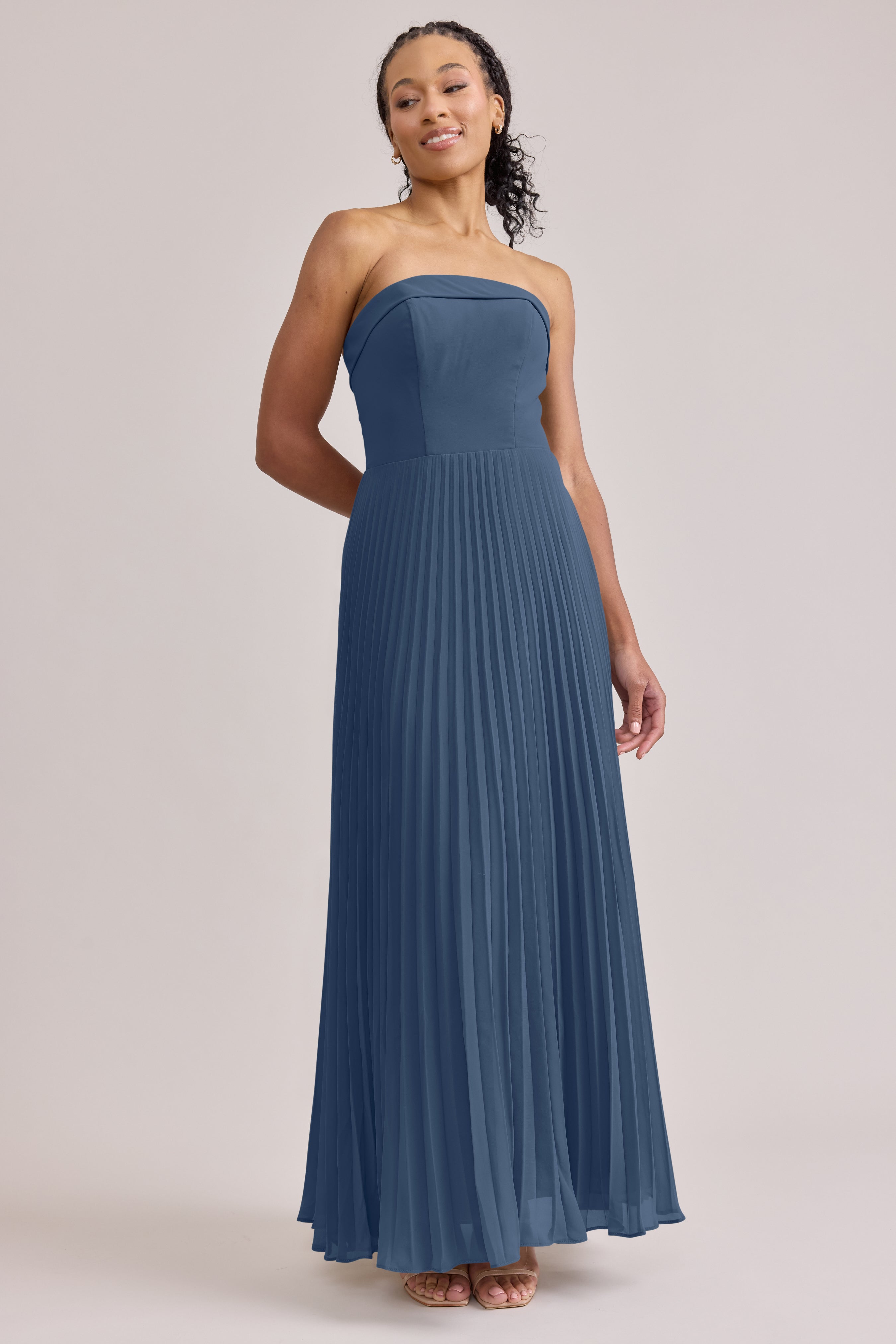Saylor Chiffon Pleated Dress | Made To Order Light Blue Saylor Chiffon Pleated Dress | Made To Order Light Blue