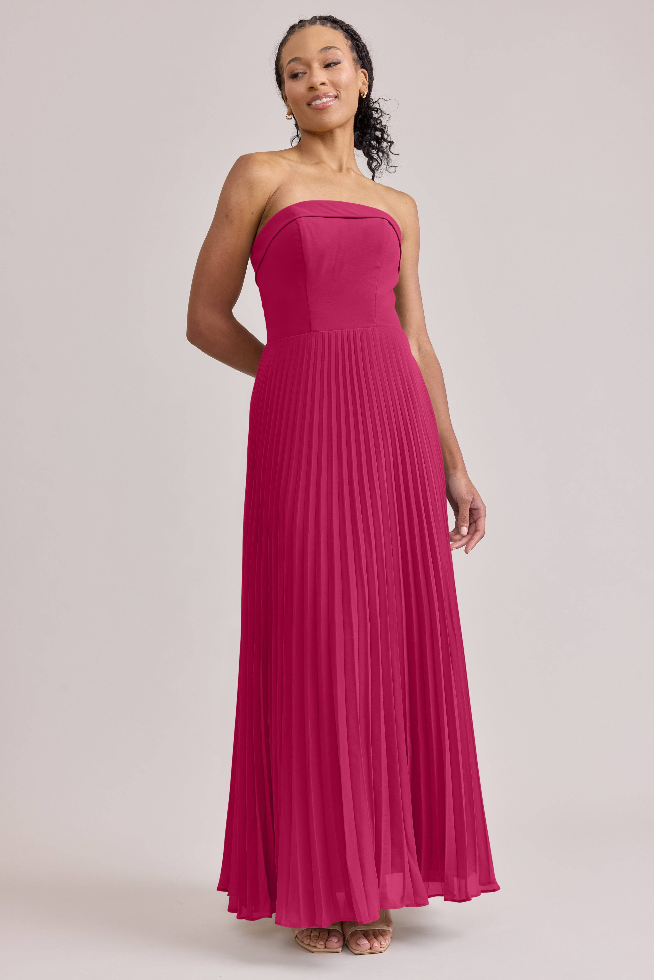 strapless open back dress Saylor Pink Maxi Dress