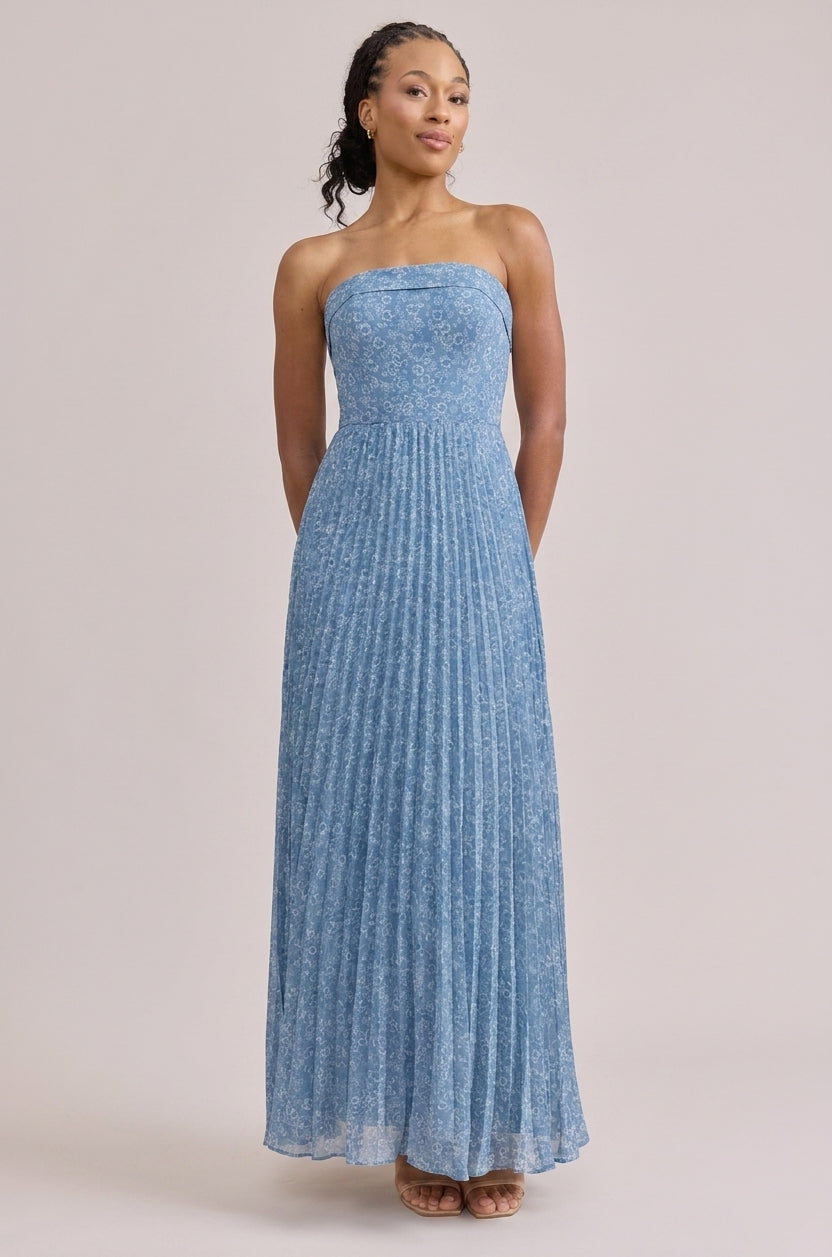 Saylor Chiffon Pleated Floral Print Dress