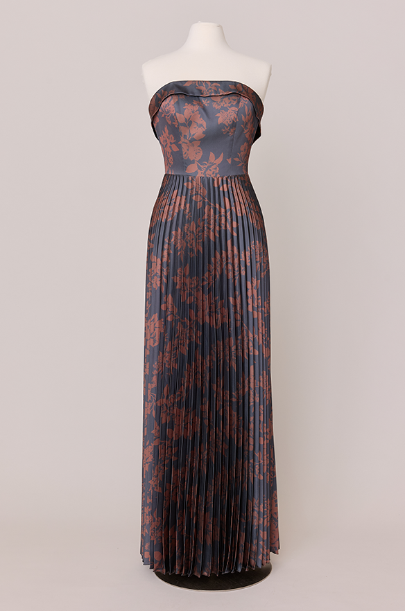 Saylor Satin Pleated Floral Print Dress
