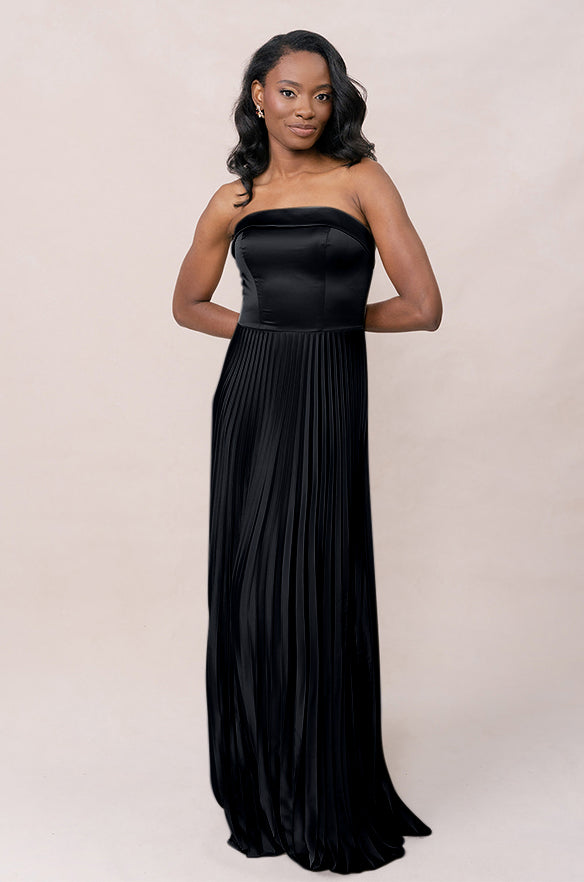 Saylor Satin Pleated Dress