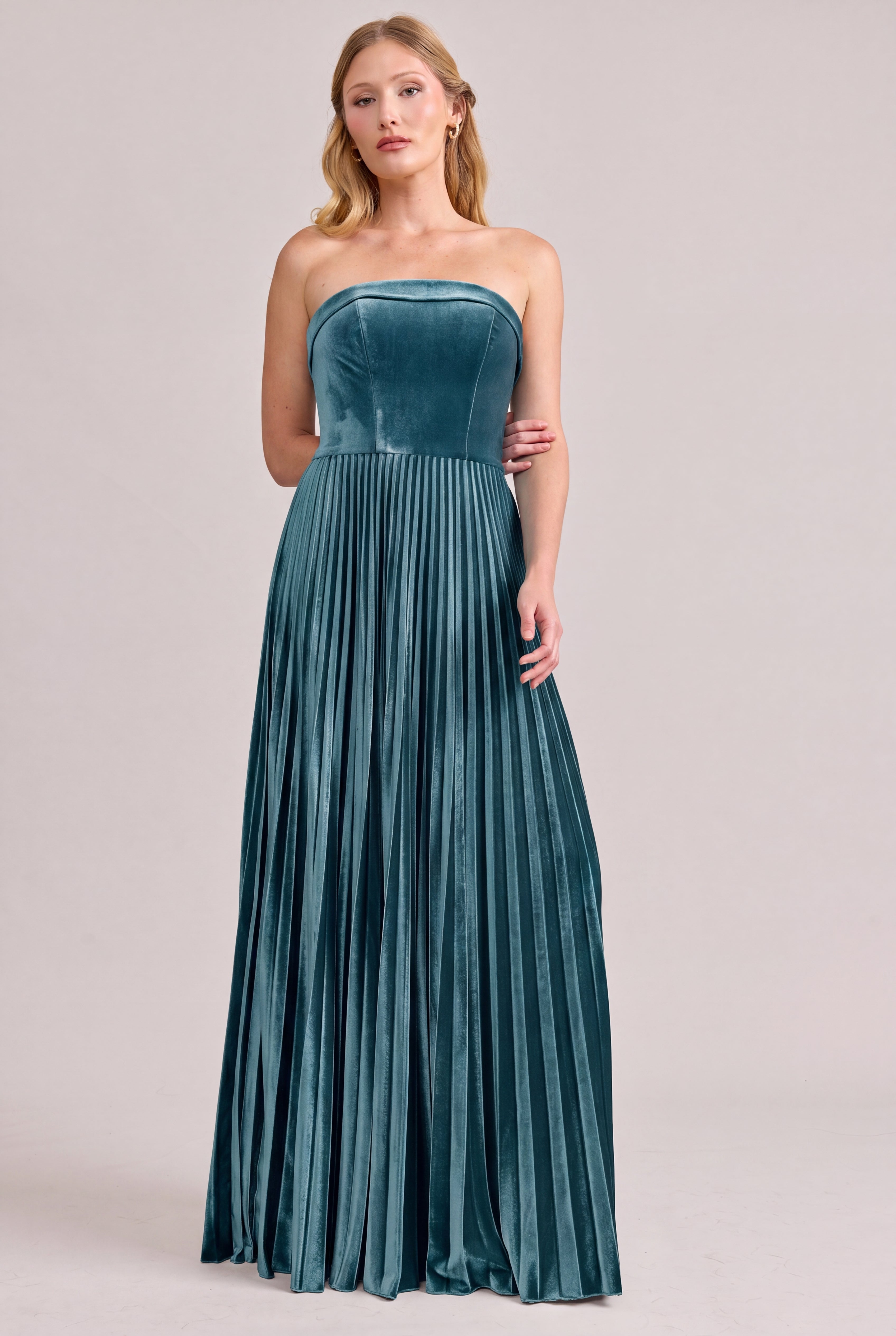 Saylor Velvet Pleated Dress