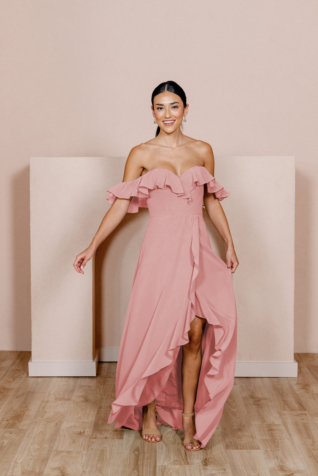 Olivaceous 2024 peach dress