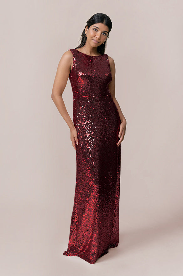 cabernet sequin bridesmaid dress Cabernet Halter Maxi Dress Sequin Wine