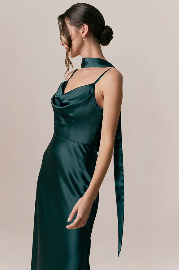 Pictured with Nadia in Classic Emerald Satin