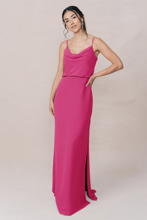 skye shoulder tie dress in champagne Satin Square Neck Maxi Dress in Champagne