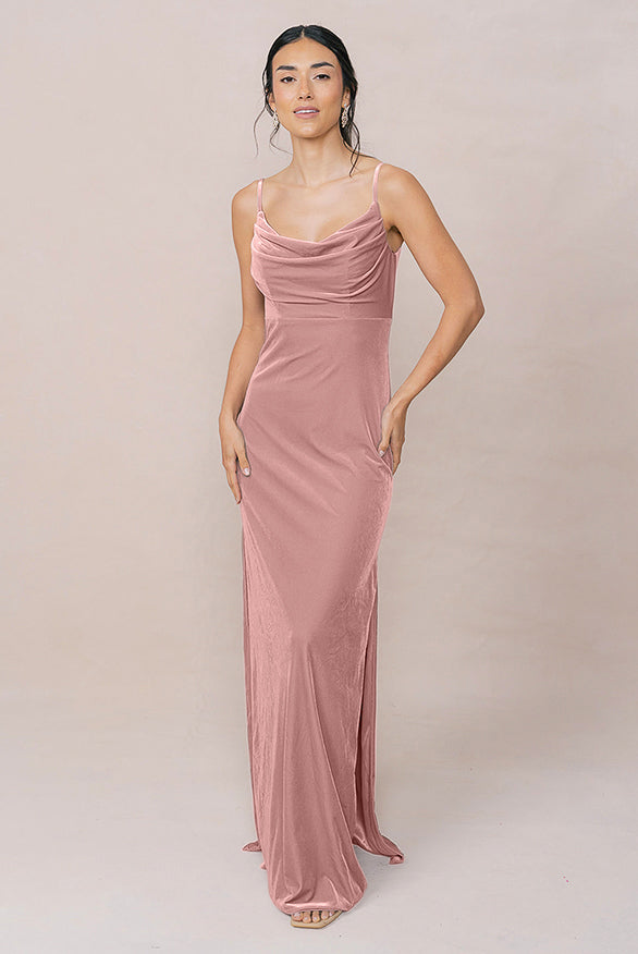 burnt orange chiffon bridesmaid dresses Halter Long Chiffon Bridesmaid Dresses With Split