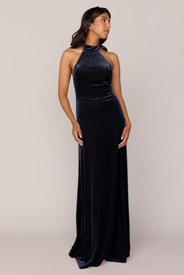 Tori Velvet Dress | Made To Order Navy Blue Tori Velvet Dress | Made To Order Navy Blue