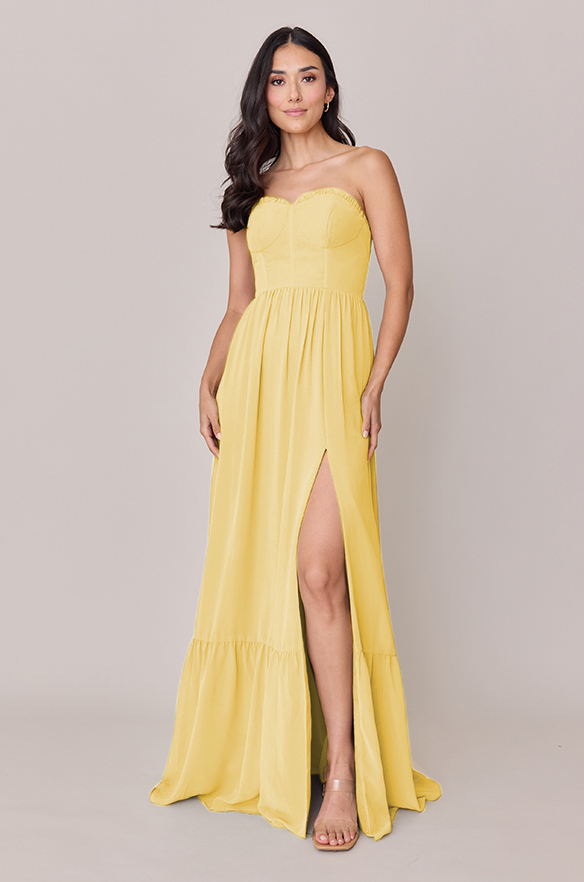 Valentina Chiffon Dress | Made To Order Yellow Valentina Chiffon Dress | Made To Order Yellow