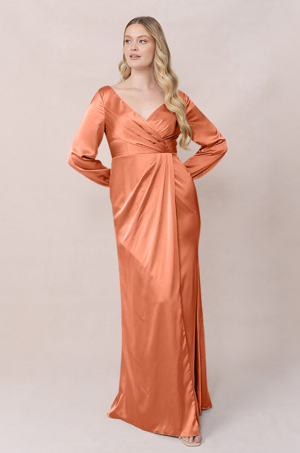 Vera Satin Dress | Made To Order Tangerine