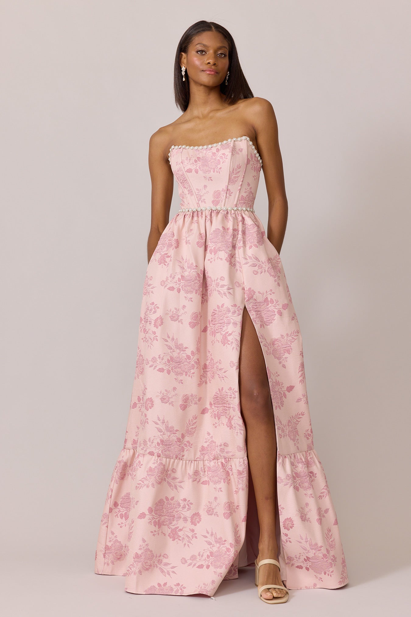 Vienna Luxe Jacquard Dress | Made To Order Pink Vienna Luxe Jacquard Dress | Made To Order Pink