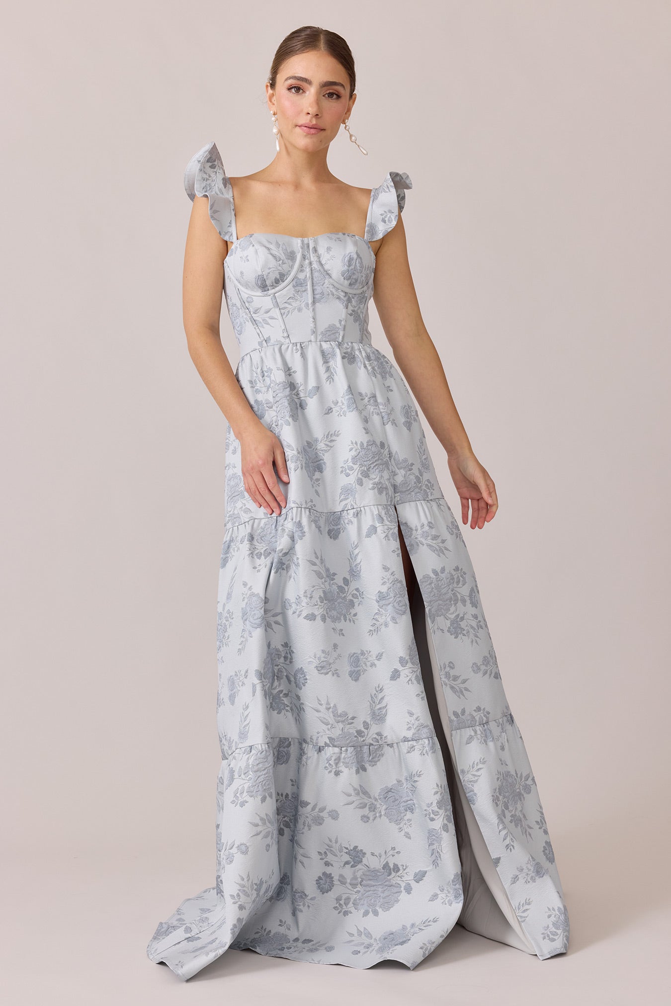 Violet Jacquard Dress | Made To Order Sky Blue Violet Jacquard Dress | Made To Order Sky Blue