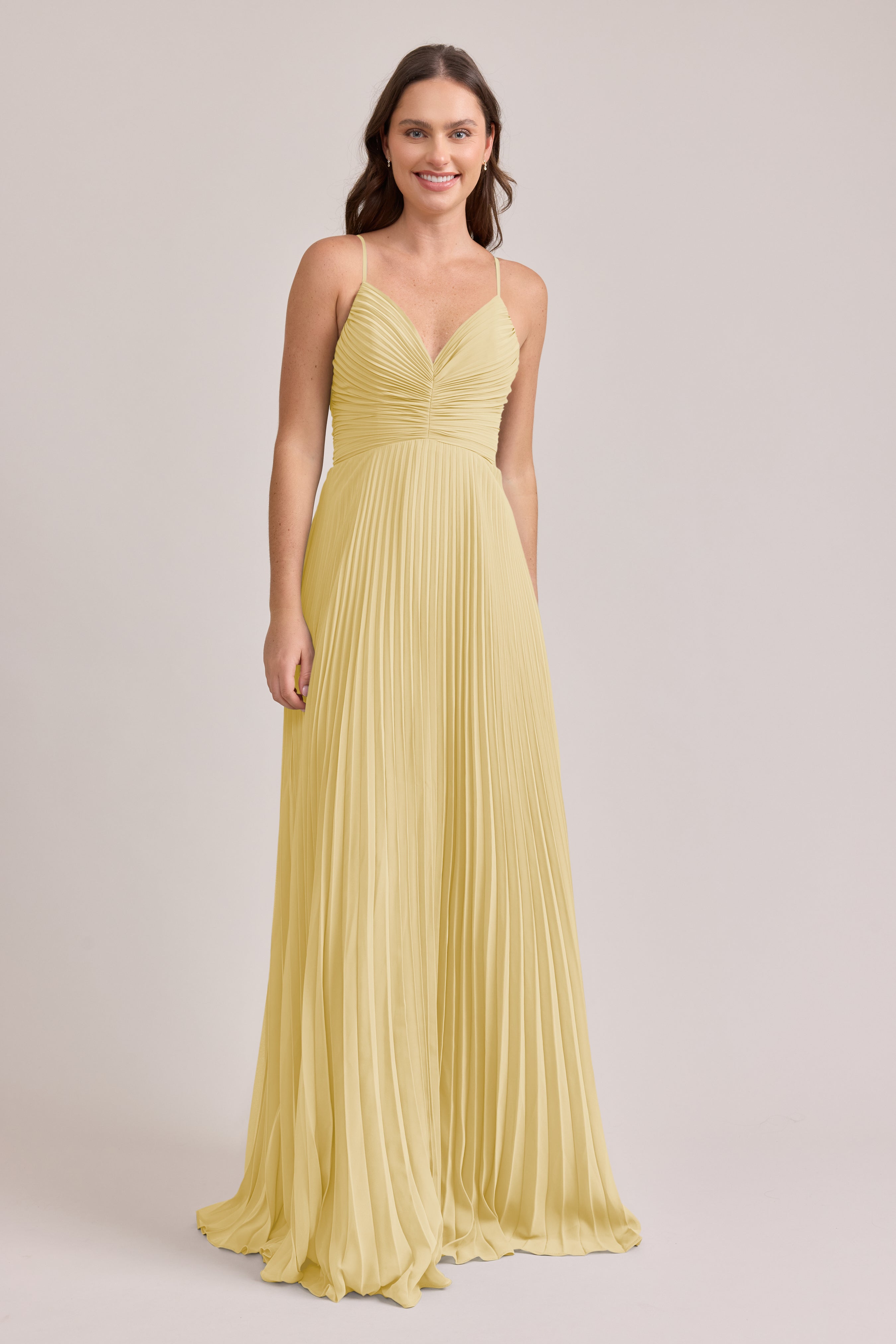 Vivian Chiffon Pleated Dress | Made to Order Yellow