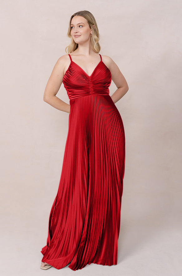 Vivian Satin Pleated Dress
