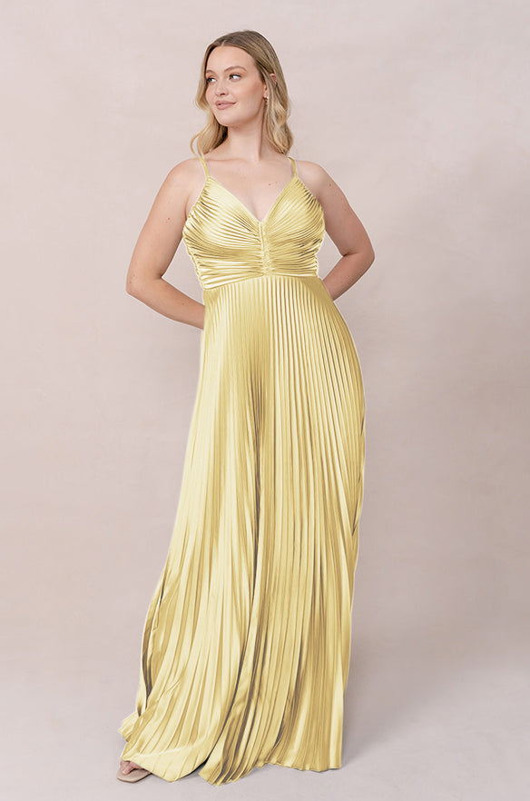 open lace back dress Pleated Satin Gown – John Paul Ataker main image 0