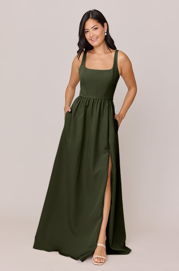 Whitney Crepe Dress | Made To Order Deep Olive Whitney Crepe Dress | Made To Order Deep Olive