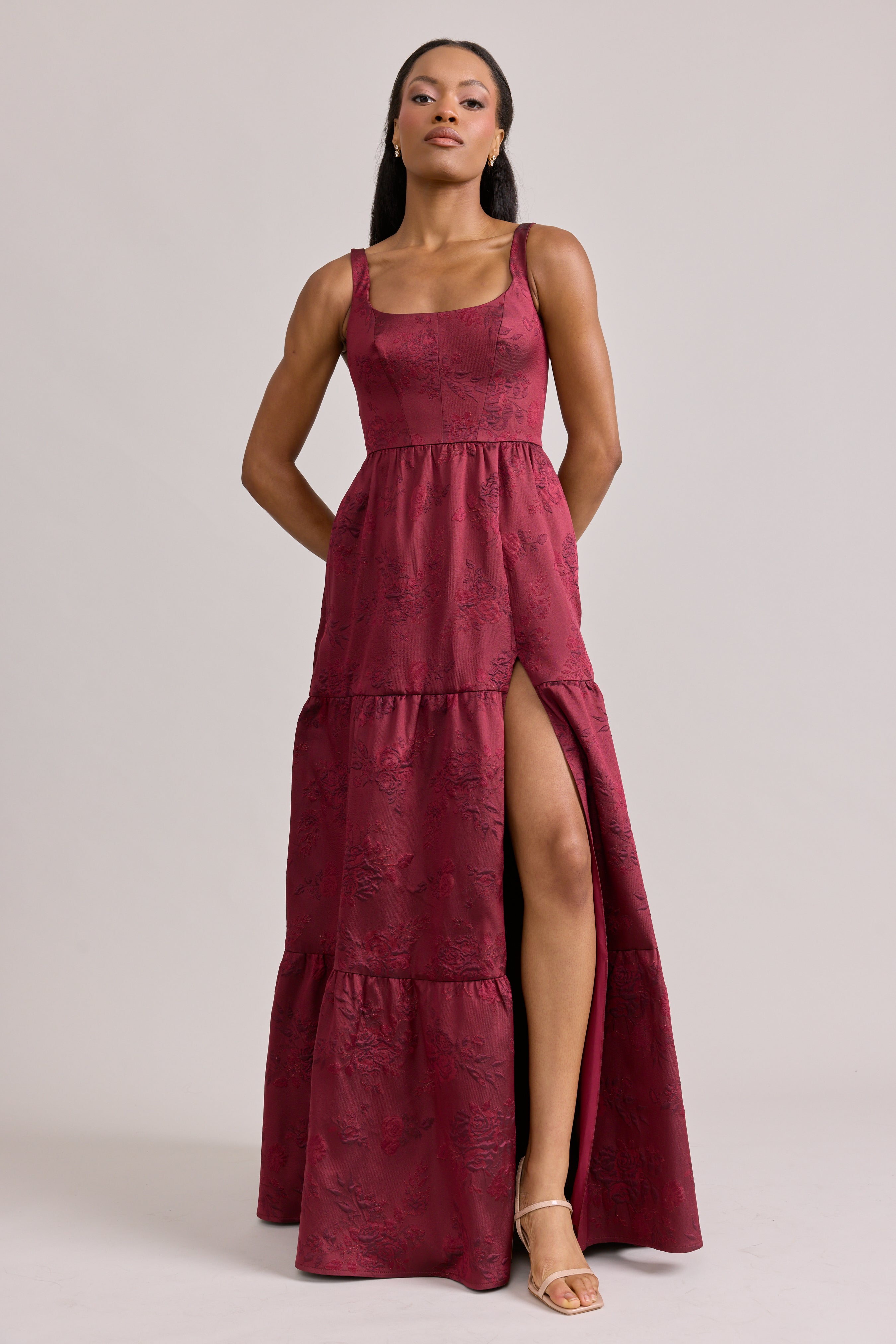 Winslet Jacquard Dress | Made To Order Mahogany Winslet Jacquard Dress | Made To Order Mahogany
