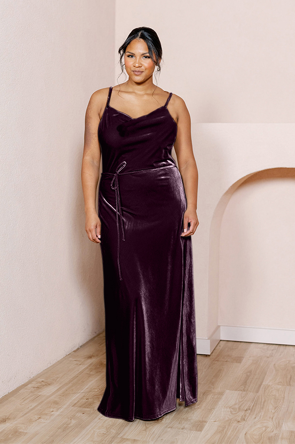 Purple Velvet Wrap Maxi Dress