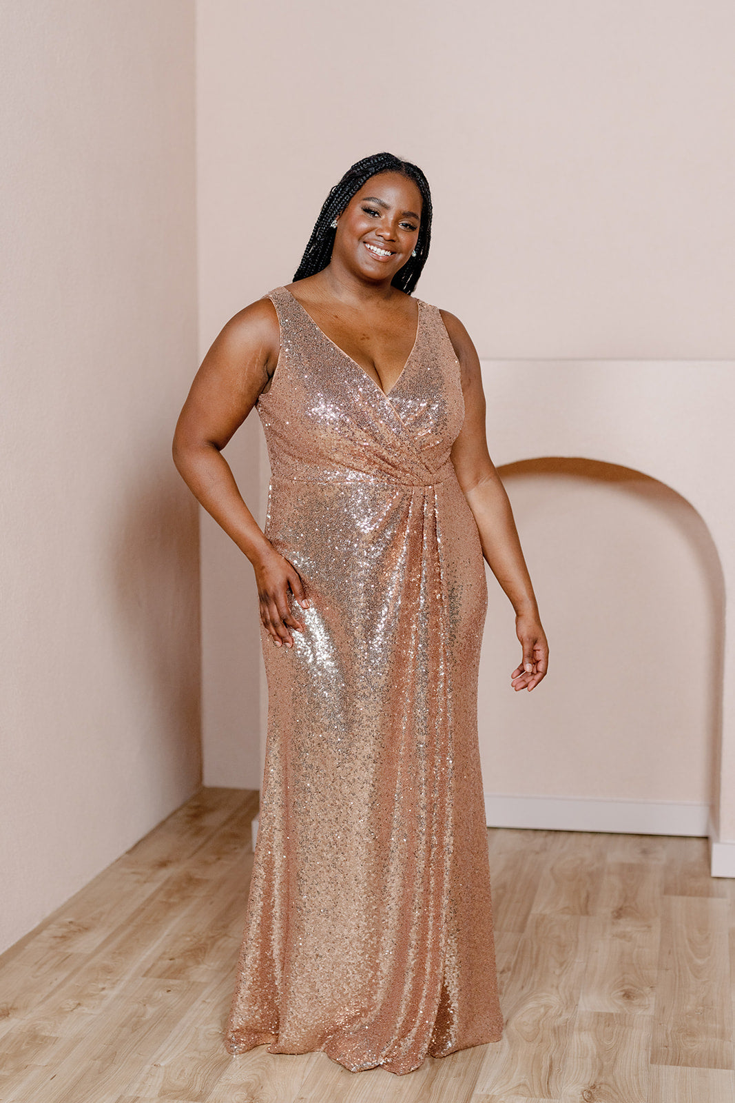 Rose gold plus size maxi dress Clearance