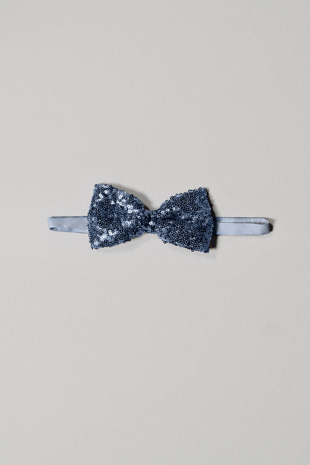 Navy Blue Satin Formal Bow Tie with Silver Rhinestones