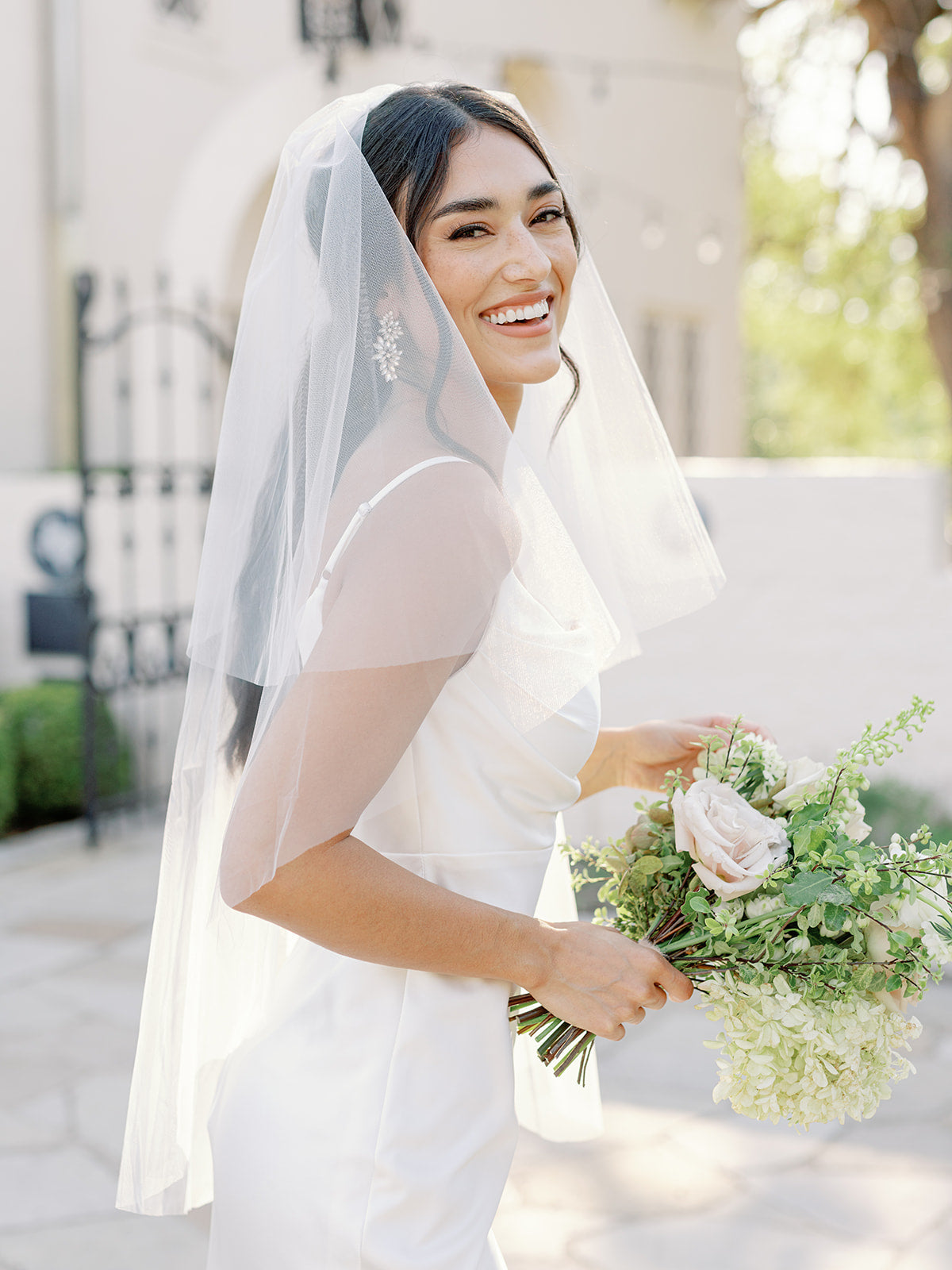 Two Tier Cathedral Length Veil with 1/4 Satin Edge |  Off-White / 30/90 Inches
