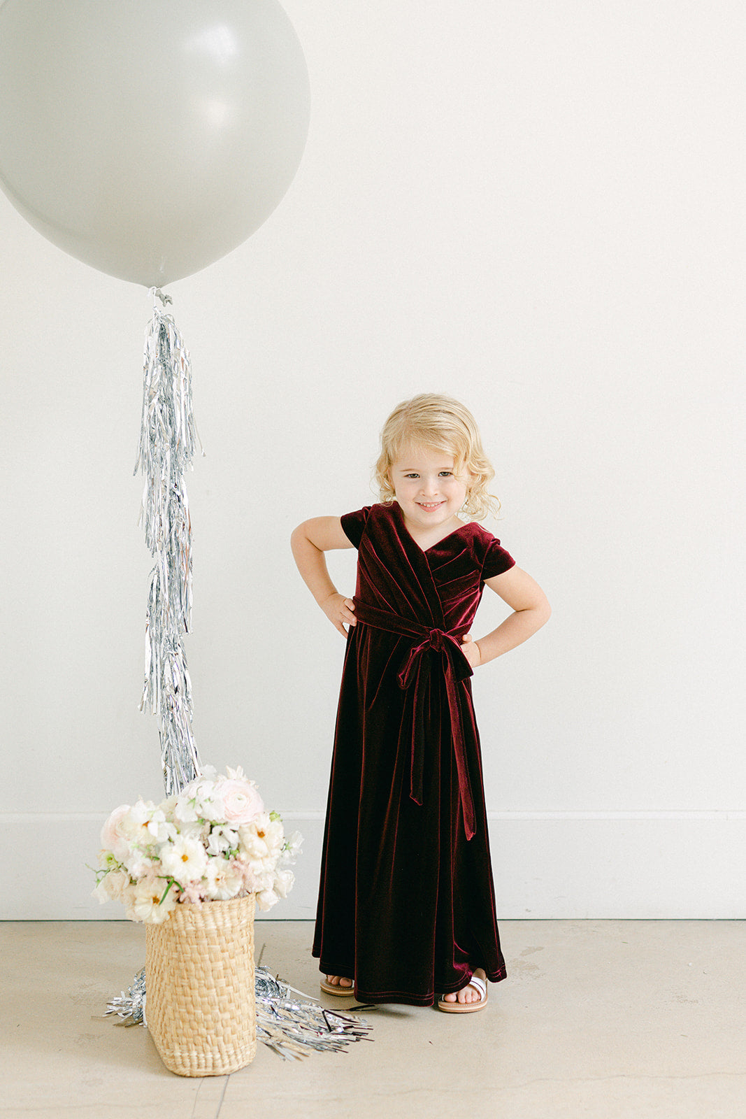 Kids Harper Faux-Wrap Velvet Dress