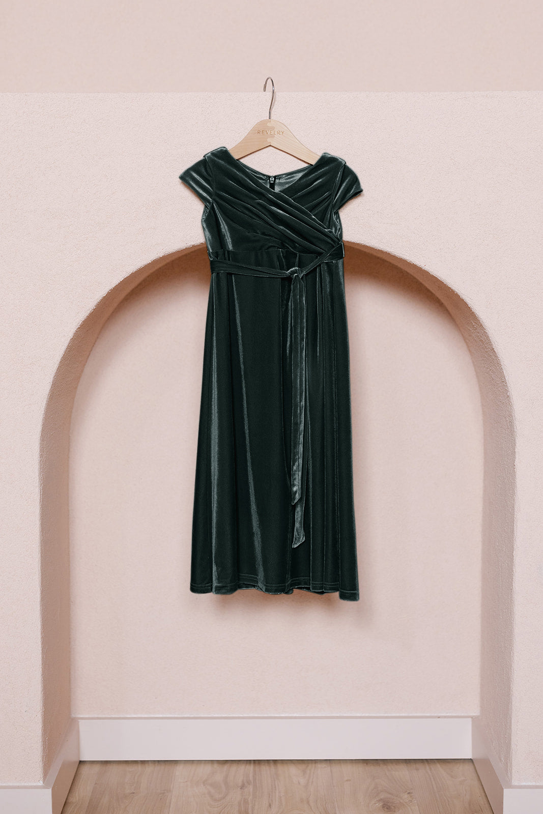 zara green velvet midi dress Kids Harper Faux-Wrap Velvet Dress