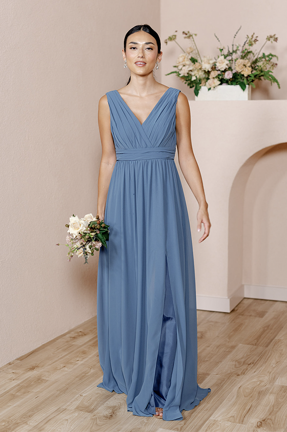 Powder blue chiffon dress best sale