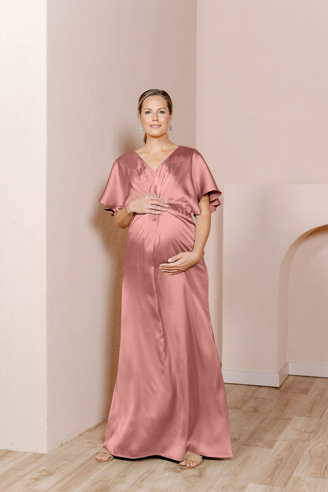 Satin Rose Maternity Gown