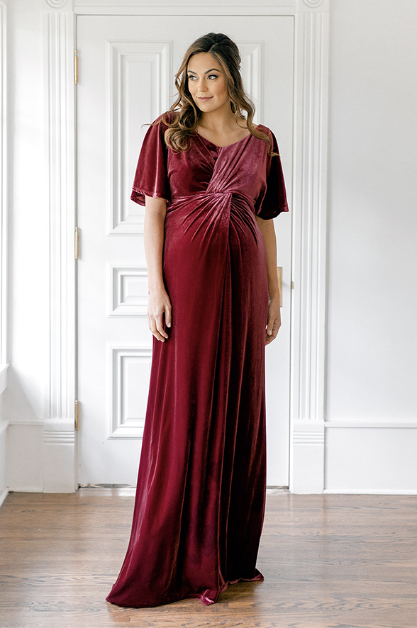 Maternity Gwen Velvet Dress | Made To Order Burgundy Maternity Gwen Velvet Dress | Made To Order Burgundy