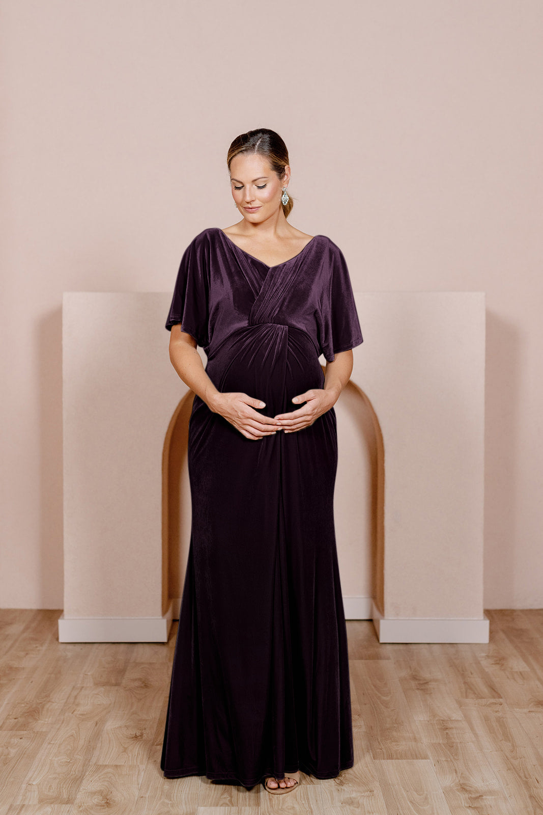 Maternity Gwen Velvet Dress | Made To Order Burgundy Maternity Gwen Velvet Dress | Made To Order Burgundy