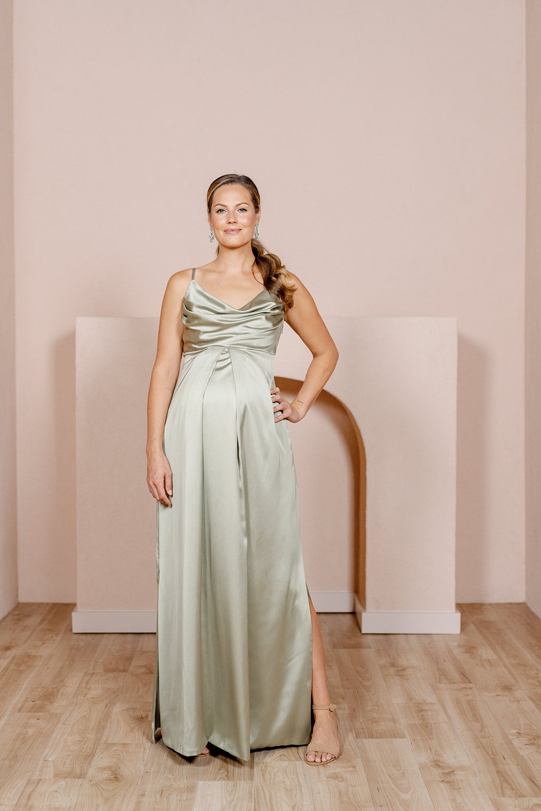 Maternity Skye Satin Dress | Made To Order Sky Blue Maternity Skye Satin Dress | Made To Order Sky Blue