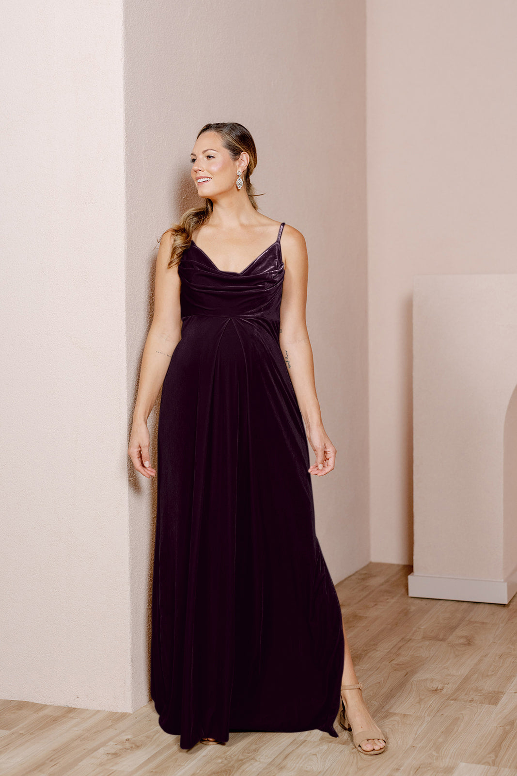Maternity Skye Velvet Dress | Made To Order Burgundy Maternity Skye Velvet Dress | Made To Order Burgundy