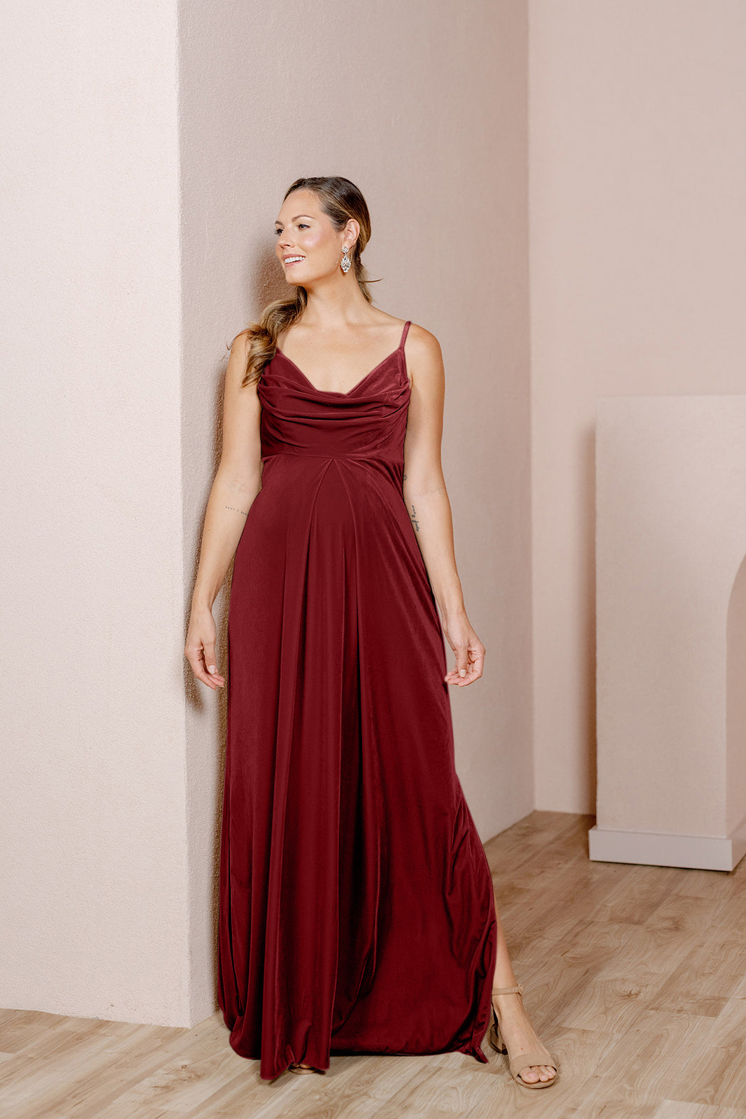 Maternity Skye Velvet Dress | Made To Order Burgundy Maternity Skye Velvet Dress | Made To Order Burgundy