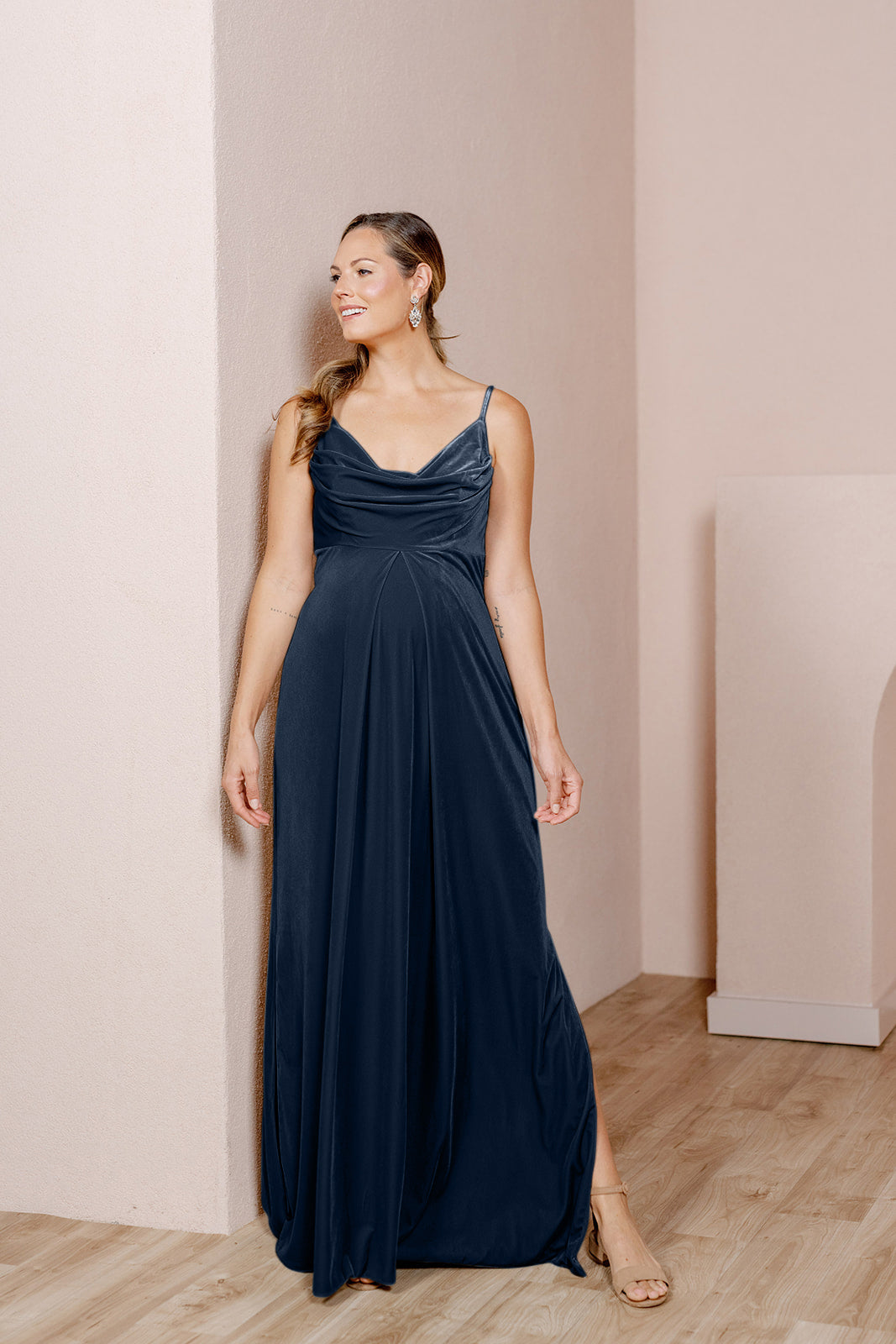 Cocoon Nursing Dress (Velvet Blue)