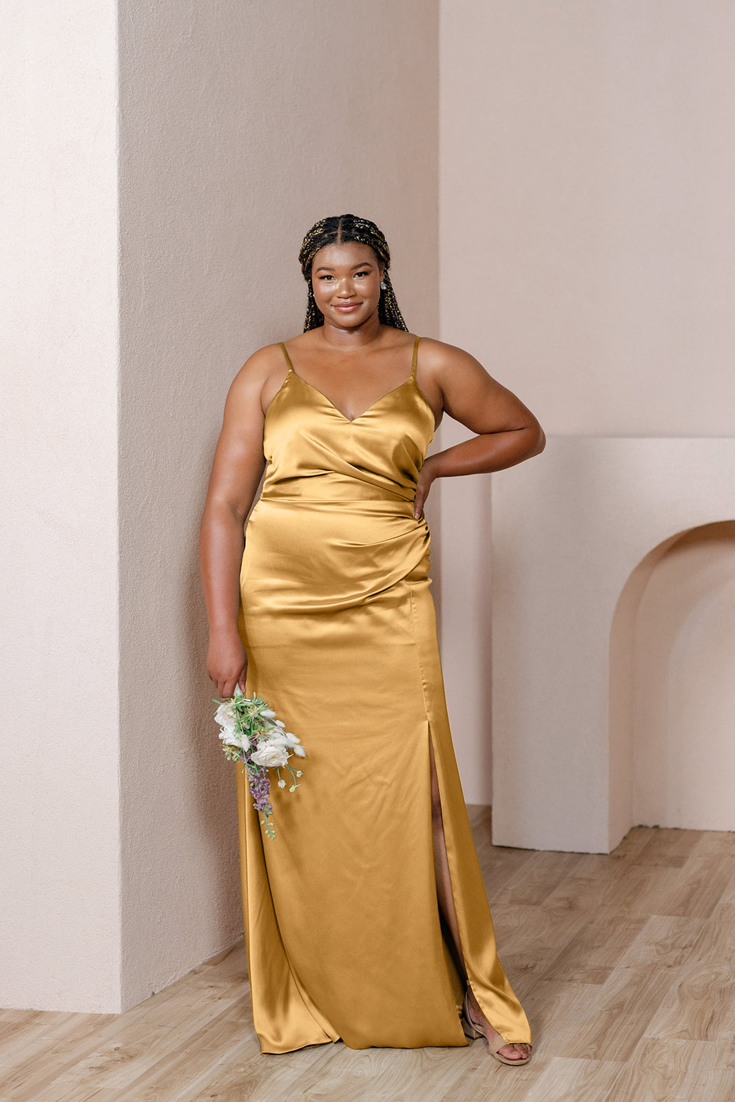 Gold Satin Dress