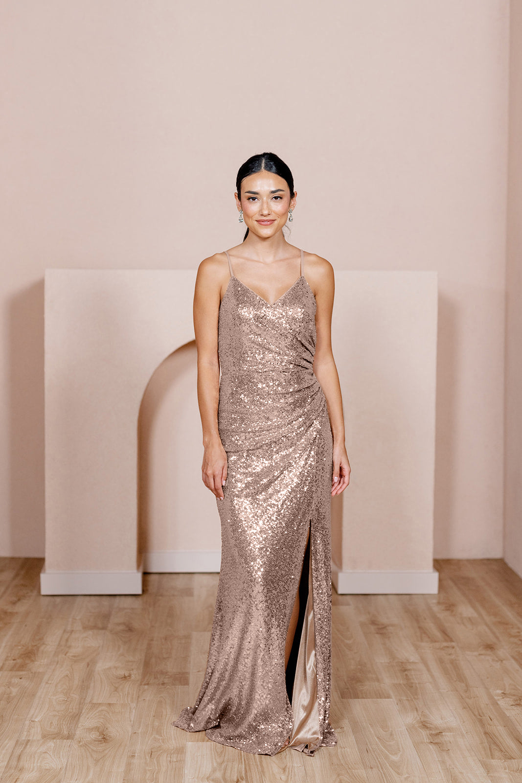 Final Sale Plus Size Sequin Dress in Rose Gold