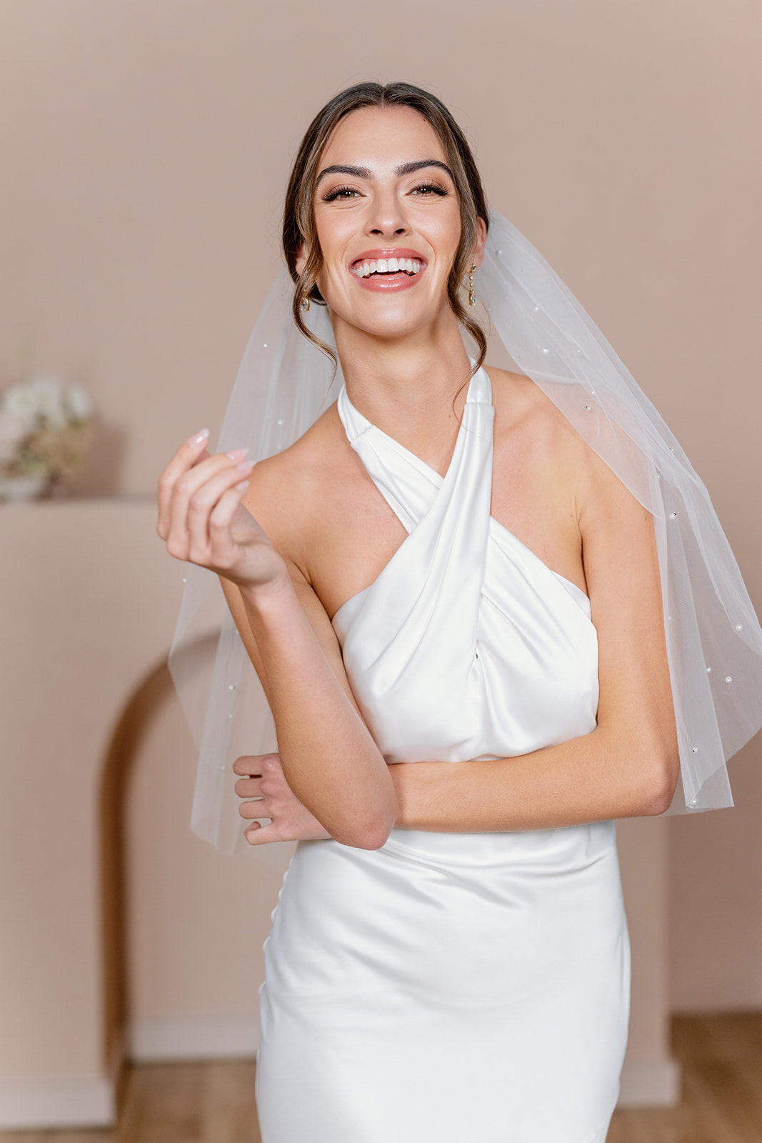 White Veil - Pearl Veil - Wedding Veil - Bridal Veil - Tulle Veil