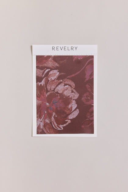 Satin Floral Print Mega Swatch | Mahogany Blooms
